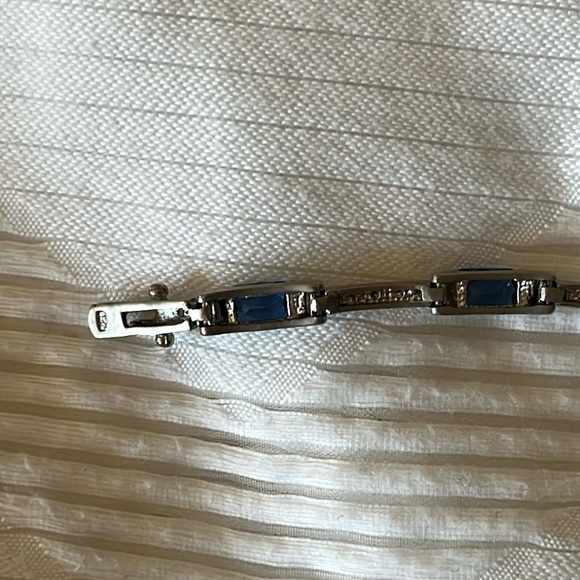 Genuine 925 Sterling Silver and Blue Stone Tennis Bracelet - Picture 5 of 7